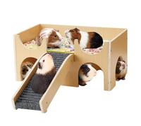 Casa de hámster - Establo de madera para animales pequeños | 2 pisos con escalera ideal para movimiento como erizos, hámsters y cobayas