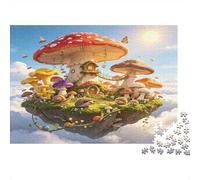 Casa de Hongos Fantasía Puzzle de 1000 Piezas Papel para Adultos Mundo de Cuentos Flotante Juego de Puzzle 1000 Piezas Relajación Decoración Regalo 52x38cm/1000pcs