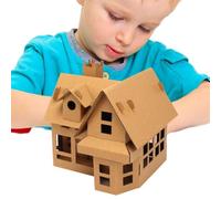 Casa de juegos de cartón para niños, para hacer bricolaje, tablero KT | Cartón Fort Interactive Concentración Construyendo Habilidades Prácticas Habilidades Habitación Infantil Mesita de noche