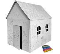 Casa de juegos de cartón para pintar y decorar, incluye bolígrafos, casa, juguetes, cartón, 106 x 84 x 110 cm (animales)