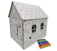 TikTakToo Casa de juegos de cartón para pintar y decorar, incluye bolígrafos, casa, juguetes, cartón, 106 x 84 x 110 cm (Navidad pan de jengibre)