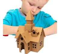 Casa de juegos de Navidad de cartón,Casa de juegos de cartón para niños | Caja de cartón para niños dibujar, pintar, decorar, casa de juegos de rol para fiestas nocturnas