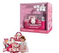 Casa de juegos para muñecas de conejo, 9.1 x 9.8 x 6.7 pulgadas con control magnético, juguetes móviles, una variedad de sonidos atractivos, acogedora casa de muñecas para mascotas con figura, muebles