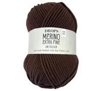 Casa de Lana Frida's Drops 50 g Merino Extra Fine Sin Mulesing Lavable Crochet Punto 46 Colores (color liso 49 | Chocolate)