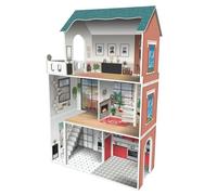 DEQUBE - Casa de muñecas 3 Pisos - Diseño Barrio Soho-Madera Incluye 8 Muebles -Tamaño 120X33X75 cm (913D00181)
