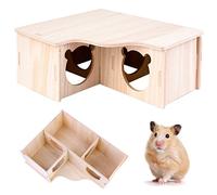 Casa de Madera de Hámster, Jaula de 3 Pisos con Escondite y Esquina para Hámsters Enanos, Jerbos, Degus, Ratones Espinosos, Chinchilla y Hurón