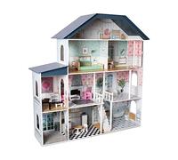 DEQUBE- Casa de muñecas de Madera - Casita de Juguete de 4 Pisos - Mansión para muñecas con decoración Diferente y cuidada en Cada Estancia - con 17 Accesorios - Tamaño 135X36X128 cm (913D00016)