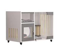 Casa de Madera for Gatos, recinto Interior for Gatos, Jaula diseño Engrosado, Ruedas mejoradas, fácil de Montar, for Animales pequeños(White,100CM)