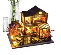 casa de madera - Kit de modelo complejo de madera troquelada en 3D, conjunto de artesanía en miniatura realista con luz LED | Proyecto creativo de bricolaje para adultos, hombres, mujeres