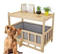 Casa de madera maciza para perros y gatos, casa de madera para mascotas, elegante mesita de noche para Golden Retrievers, Teddy y más (color madera, 50 x 75 cm)