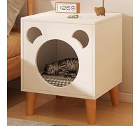 Casa de madera para gatos, mueble multifuncional para gatos, mesita de noche minimalista, mesa auxiliar práctica para dormitorio, diseño elegante y que ahorra espacio