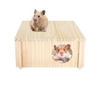 Casa de Madera para hámster - Casa de Madera Cuadrada de 2 cámaras para hámster - Juguetes de túnel para Animales pequeños, escondite de hámster de Laberinto para hámster, jerbos, Ratones, Lemmings
