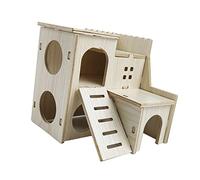 Casa de Madera para Hámster Juguete Resistente a Mordeduras para Escalar y Ejercicio Accesorios para Hámster Color Tronco 1 Unidad (Saltando Villa, 16x16x5cm / 6.3x6.3x2.0in)