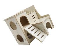 Casa de Madera para Hámster Juguete Resistente a Mordeduras para Escalar y Ejercicio Accesorios para Hámster Color Tronco 1 Unidad (Saltando Villa, 16x16x5cm / 6.3x6.3x2.0in)