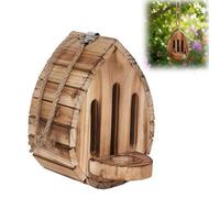 Casa de mariposa para exterior, casa de mariposa de madera en forma de lágrima para hábitat exterior y comedero con cuerda para decoración de jardín, decoración de jardín resistente a la intemperie (1