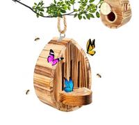 Casa De Mariposas para Jardín,Casa De Butterfly,Madera De Hábitat De Butterfly con Estación De Alimentación, Teardrop-Shaped Wooden Habitat Feeder,para Decoración De Jardín, Patio,Balcón(A)