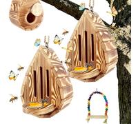 Casa de Mariposas para jardín, outdoorSchmetterlingsunterstand con Cuerda, Muebles de jardín Resistentes a la Intemperie, naturalSchmetterlingshauslebensraum withSchmetterlingspuddler (2 Piezas)