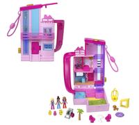Casa de mu ecas compacta Barbie Polly Pocket Dreamhouse con 3 micromu ecas, 1 cachorro, 11 accesorios, ascensor y piscina