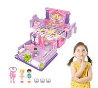 Casa de muñecas con luces - Juego de castillo de , accesorios para muebles de juguete para casa de muñecas de varios pisos rosa | Juego de simulación educativo que inspira creatividad para niñ