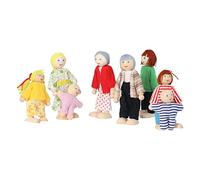 Casa de Muñecas de Madera Móvil, Conjunto Familiar de Personas con Abuelo, Abuela, mamá, papá y 4 Niños, para Juegos de Roles e Interacción
