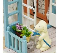 Casa de muñecas DIY, habitación de Madera, Kit de decoración del hogar, Modelo de casa en Miniatura, casa de muñecas de simulación para niños inspiradores (Tiempo Azul)