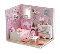 Casa de muñecas en Miniatura, casa de muñecas en Miniatura con luz LED, Regalos creativos para Amigos, Bonita habitación pequeña (Princesa Sol)