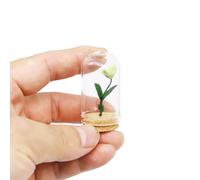 Casa de muñecas en miniatura de 1/6 con cúpula de cristal, flores sintéticas, mini flores de rosa, regalo de San Valentín en miniatura, para casa de muñecas, jardín de hadas, diorama (1 unidad) (rosa