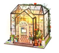 Casa de muñecas en Miniatura DIY con Muebles: Kits de Cocina de Invernadero de Madera con luz, Rompecabezas 3D Mini Modelo de casa de Madera Muebles en Miniatura Diorama Regalos de cumpleaños para