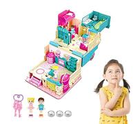 Casa de muñecas - Juego para niños pequeños con luces mágicas,Muebles de casa de muñecas Dream, juguetes rosas para niñas, decoraciones navideñas para casas de , regalo para mayores de 3 años