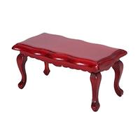 Casa de muñecas Mesa de centro de madera en miniatura, modelo de muebles coleccionables, exquisitos, 1:12, duradera, portátil, color rojo