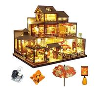 Casa de muñecas retro de estilo japonés con muebles, kit de casa de muñecas de madera con música, escala 1:24, habitación creativa para regalo de cumpleaños