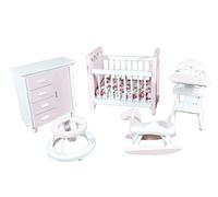 Casa de Muñecas Rosa y Blanco Infantil Conjunto de Muebles Miniatura Bebé Habitación