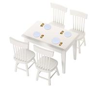 Casa de Muñecas Silla de Mesa de Comedor en Miniatura 1:12 Juego de Modelo de Silla de Muebles y Vajillas en Mini Casa, Mini Placa De Porcelana con Trucos De Rebanadora Simulación Decoración Juguetes