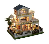 Casa de muñecas Villa - Kit de construcción pequeño de 1 unidad, juego de fabricación en miniatura con luz LED | Suministro de Hobby de alta resistencia para hombres, niños, jóvenes, amigos, hijos, hi
