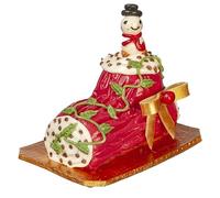 Casa de muñecas Yule Log Cake Red Festivo Navidad Celebración Alimentos Confitería