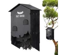 Casa de murciélagos al aire libre - Hábitat de madera de múltiples piezas resistente para dormir montado en la pared | para Farmyard Park Garden Fence Barn Tree Halloween Night Display