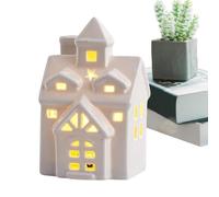 Casa de Navidad de cerámica LED, decoración de Mesa de 6.0 Pulgadas, de casa Iluminado, Atemporal + cøzyGlow para Chimenea, Estante, decoración de Mesa de Temporada de Invierno