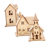 Casa de Navidad de Madera Con Iluminación LED, 3 Piezas, Pueblo de Invierno, Ciudad Miniatura, Decoración para Niños, Regalos