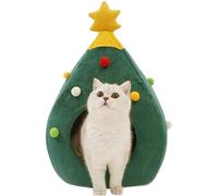 Casa de Navidad para gatos - Cama para gatos de interior | Nicho para gatos en forma de árbol de Navidad, Nicho para perros de interior, Tienda portátil para mascotas,
