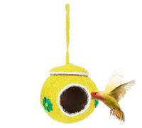 Casa de pájaro de Coco - Birdhouse de simulación de cáscara de Coco Natural Tejida a Mano | de pájaro antimordedura con Cubierta Tejida de Cuerda para Loro, Periquito, c