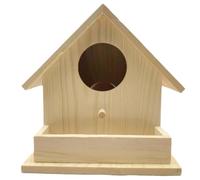 Casa de pájaros colgables, casas de pájaros para afuera colgable,Casa de para pájaros de madera con poste - Pet Cottage for Hummingbirds Cardinal Wild Birds, decoración al aire libre para patio de jar
