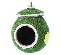 Casa de pájaros de coco natural, tejida a mano, casa de pájaros de simulación de concha de coco natural, cama de de pájaros antimordeduras, casa de anidación de cría para pájaros, loros,