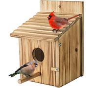 Casa de pájaros de Madera, casa de pájaros de Madera para Exteriores con Poste para pinzón, pájaro Azul, cardenales, casa de pájaros Colgante, jardín, Casas de Campo