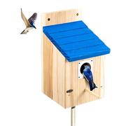 Casa De Pájaros De Madera | Casita Ventilada para Pinzones y Golondrinas | con Cubierta Protectora De Metal Y Cerradura, Casa De Pájaros | para Proteger Huevos, Hobby de Mayores, Patio y Terraza