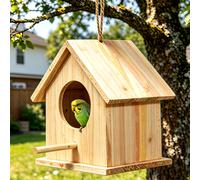 Casa de pájaros de madera natural pintable | Estilo graffiti sin terminar, con perchero, de pájaros colgante para exteriores, decoración de jardín de patio, regalo a