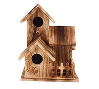 Casa de pájaros de Madera, pequeña Caja de nidificación para jardín al Aire Libre, casa de pájaros de Madera de plátano Natural para Golondrinas y Loros, Refugio Artesanal para la