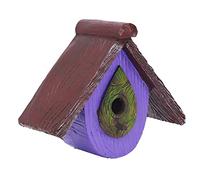 Casa de pájaros de Resina para colibríes, decoración de árbol de jardín Tallada a Mano, casa Nido de Resina sintética con Ranura de fijación, artículos de Arte para Colgar en (Violeta)