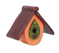 Casa de pájaros de Resina para colibríes, decoración de árbol de jardín Tallada a Mano, casa Nido de Resina sintética con Ranura de fijación, artículos de Arte para Colgar en (9191 Naranja)