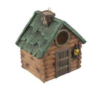 Casa de pájaros de resina para pájaros pequeños que anidan, decoración colgante de jardín, patio, árbol, cría de invierno, adorno al aire libre
