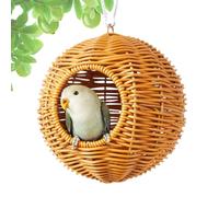 Casa de pájaros pequeña - nido de cría de ratán de imitación para pájaros ornamentales - Casa trenzada para roedores para periquitos, canarios, periquitos, animales pequeños